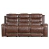 Living Room Homelegance (Homerica East) | Homelegance Furniture Putnam Power Double Reclining Sofa With Drop-Down In Brown 9405Br-3Pw