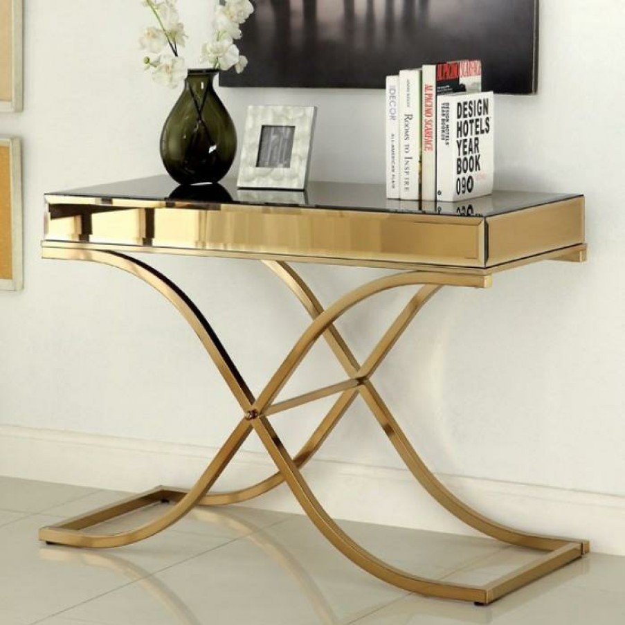 Living Room FOA East | Sundance Brass Sofa Table, Brass