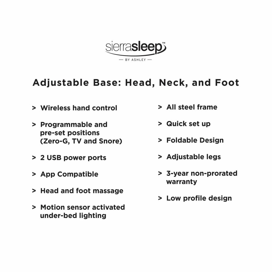 Mattress Ashley Furniture | Head-Foot Model Best Adjustable Base