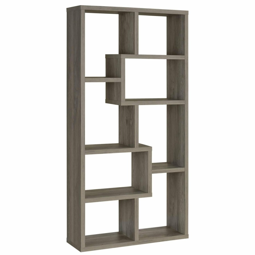 Home Office Coaster Z2 Premium | Transitional Grey Driftwood Bookcase