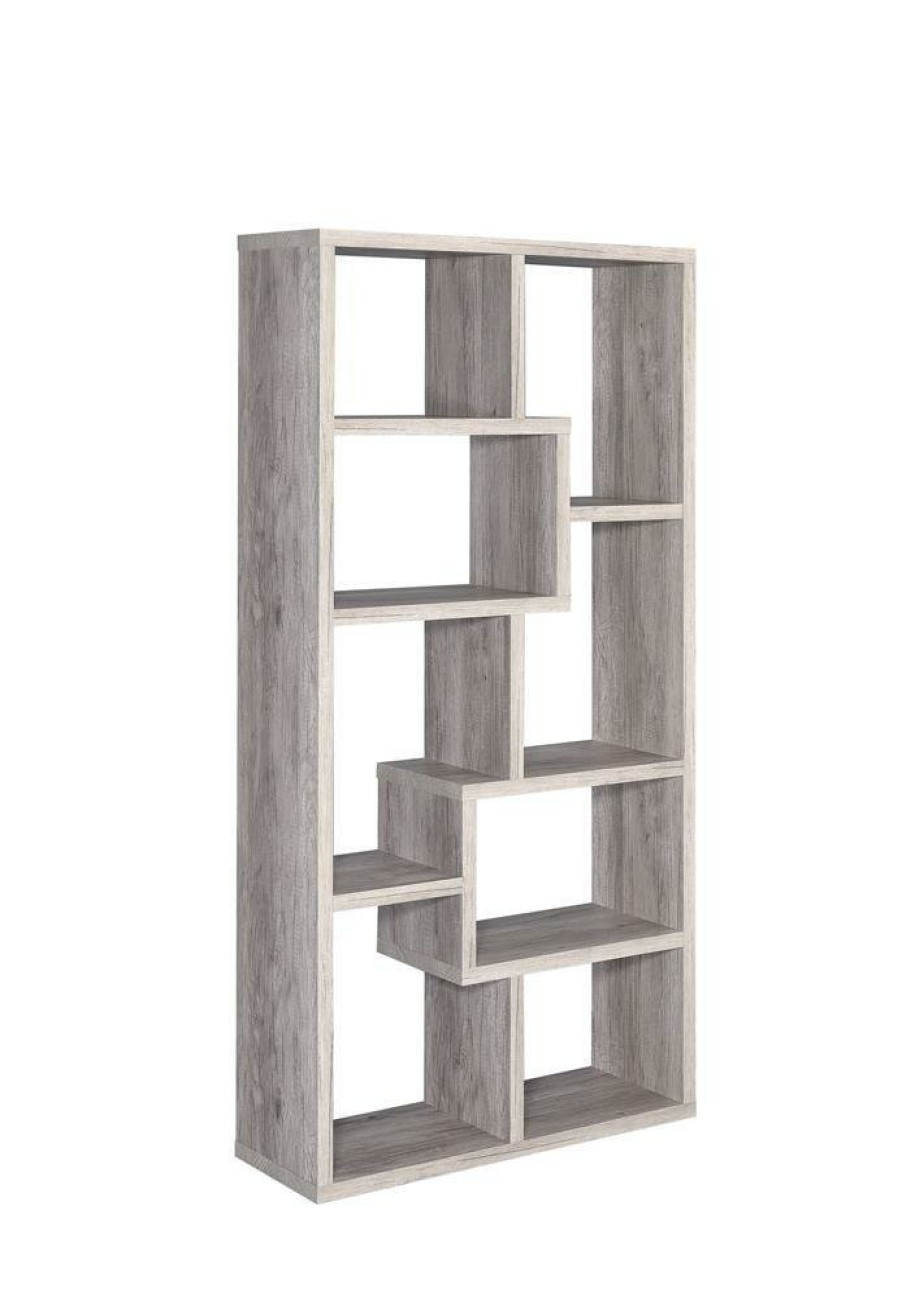 Home Office Coaster Z2 Premium | Transitional Grey Driftwood Bookcase