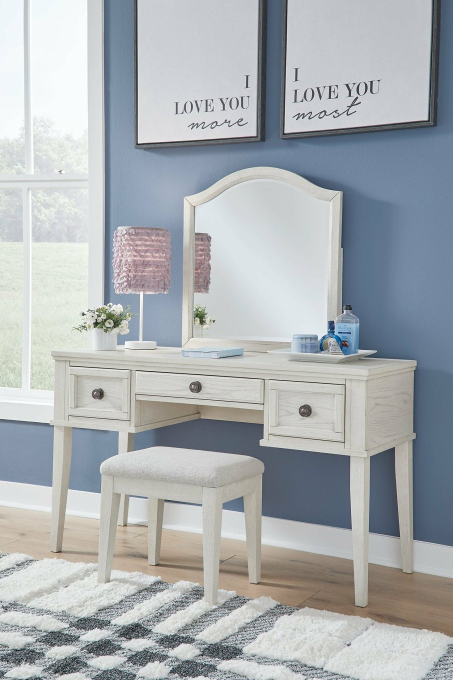 Bedroom Ashley Furniture | Robbinsdale Mirrored Vanity With Bench