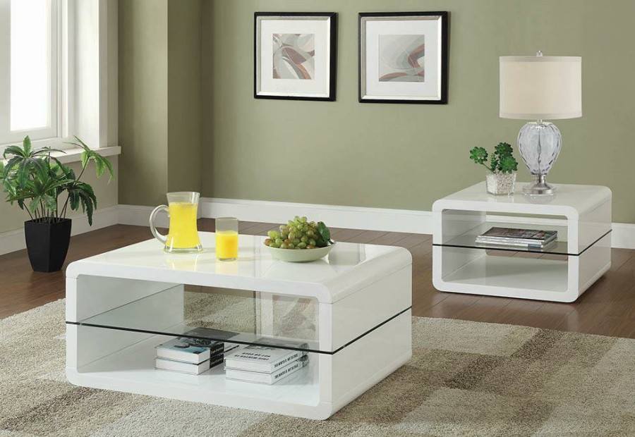 Living Room Coaster Z2 Premium | Modern White End Table