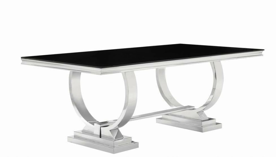 Dining Room Coaster Z2 Premium | Antoine Hollywood Glam Silver Dining Table