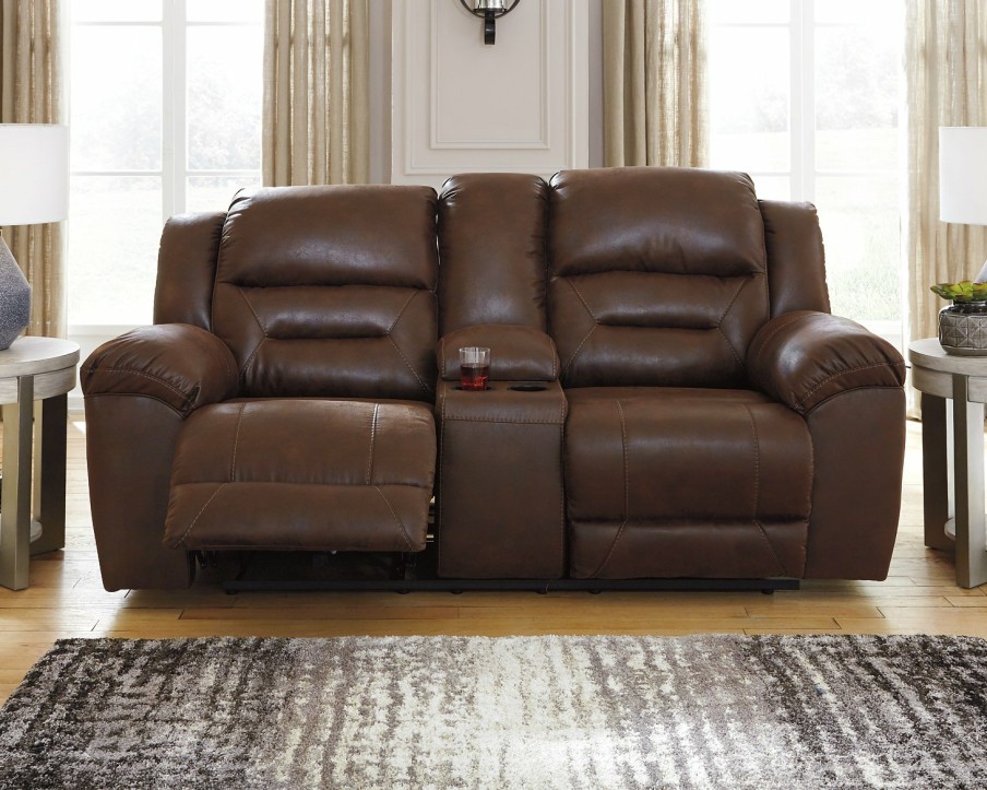 Living Room Ashley Furniture | Stoneland Power Reclining Loveseat With Console