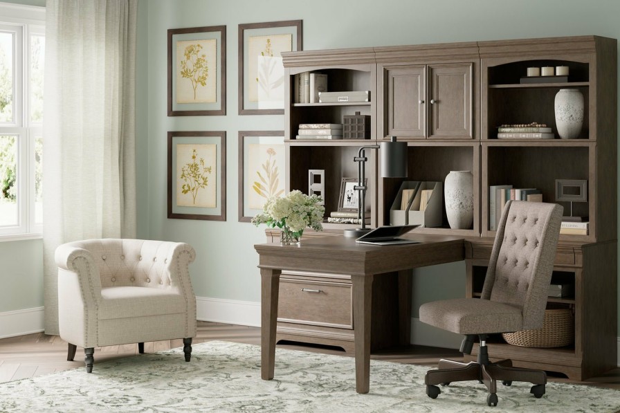 Home Office Ashley Furniture | Janismore 6-Piece Bookcase Wall Unit With Desk