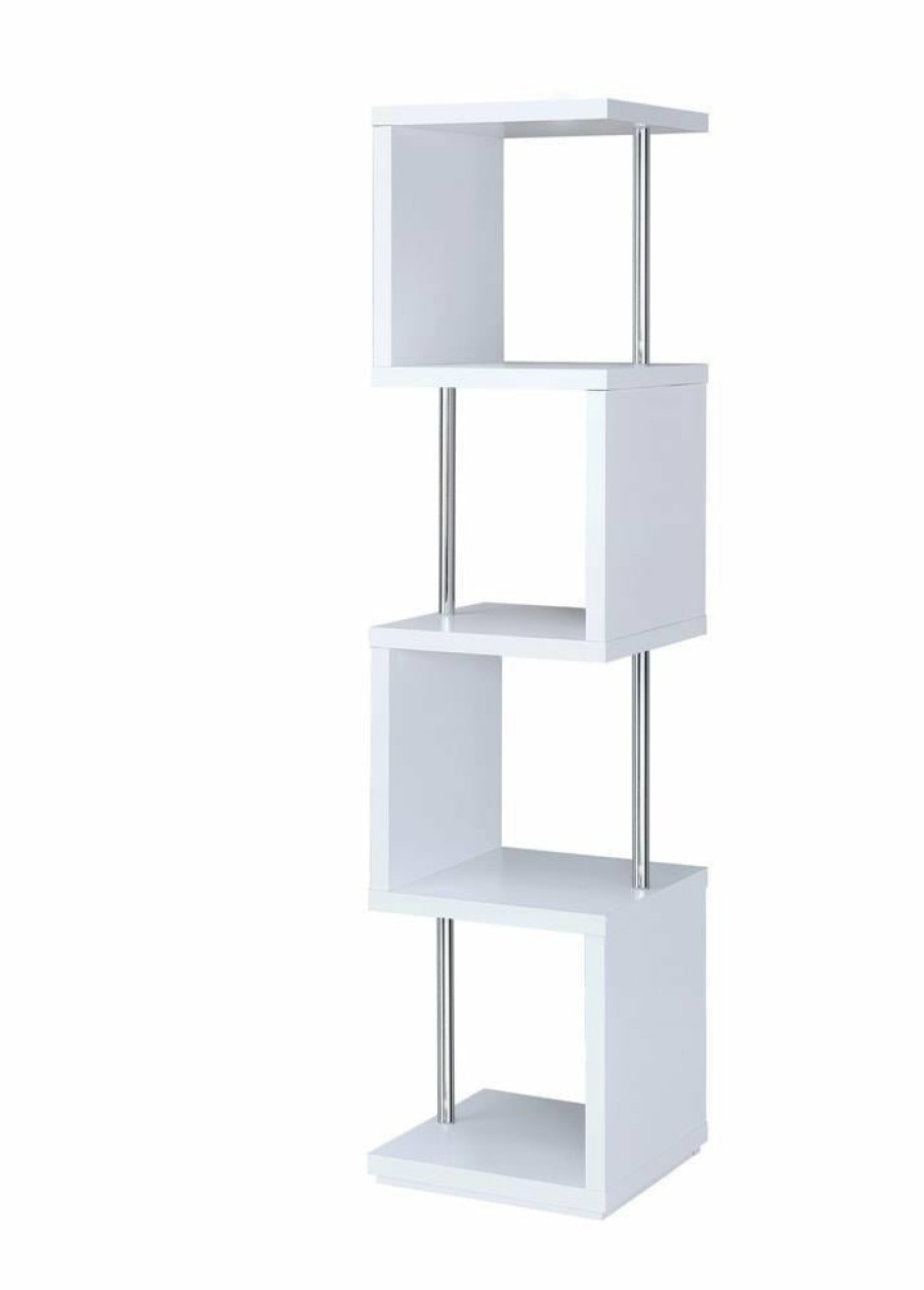 Home Office Coaster Z2 Premium | Modern White Four Tier Bookcase