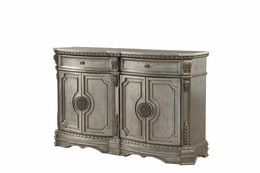 Dining Room ACME | Northville Antique Silver Server (Marble Top)