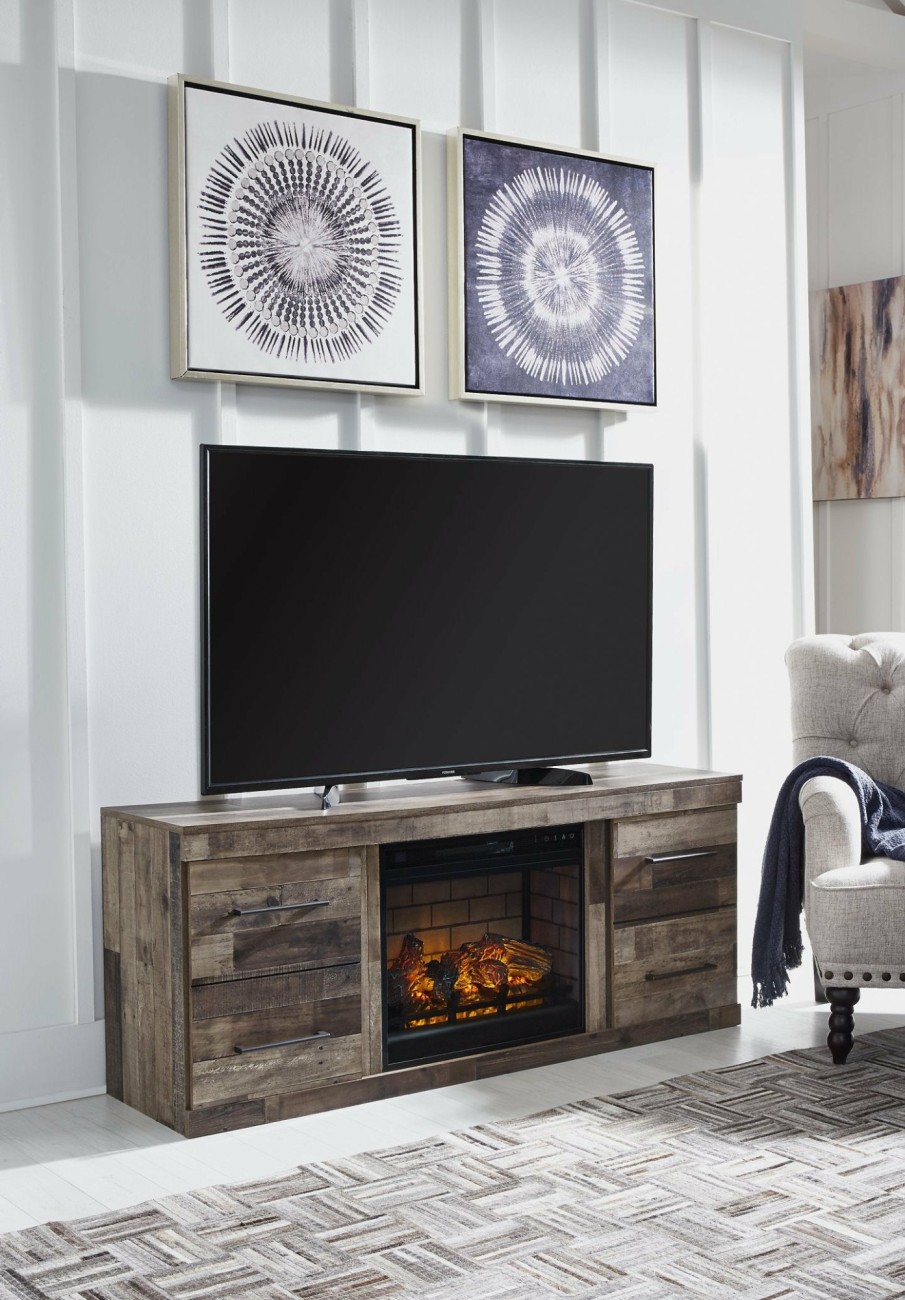 Entertainment Ashley Furniture | Derekson Tv Stand With Electric Fireplace