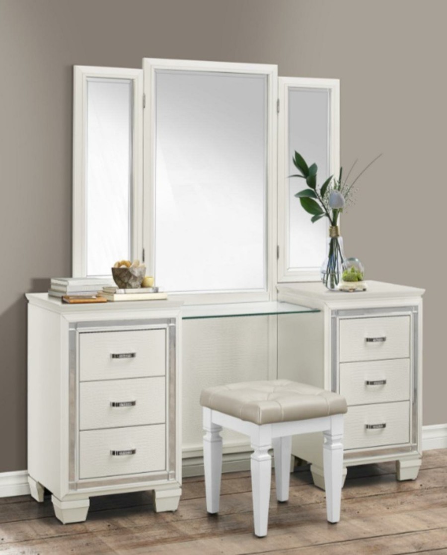 Bedroom Homelegance (Homerica East) | Homelegance Allura Vanity Dresser With Mirror In White 1916W-15*