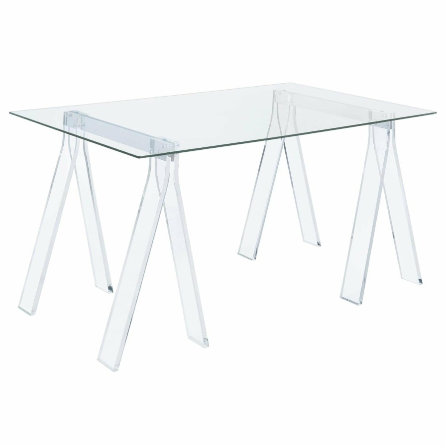 Home Office Coaster Z2 Premium | Amaturo Clear Acrylic Sawhorse Writing Desk