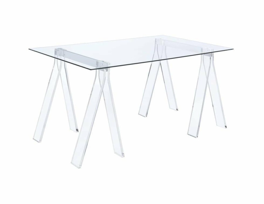 Home Office Coaster Z2 Premium | Amaturo Clear Acrylic Sawhorse Writing Desk