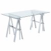 Home Office Coaster Z2 Premium | G800900 Casual Silver Glass Top Adjustable Writing Desk