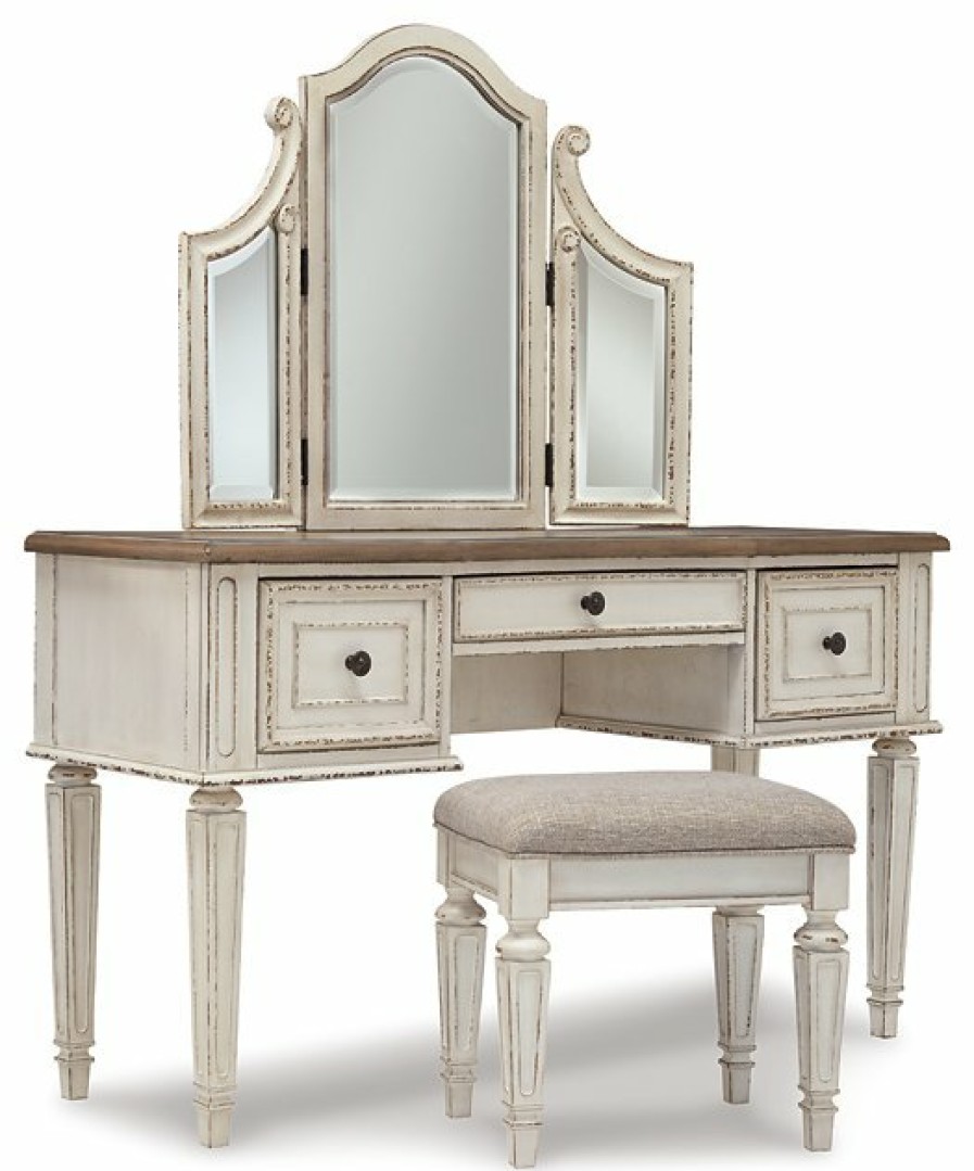 Bedroom Ashley Furniture | Realyn Vanity And Mirror With Stool