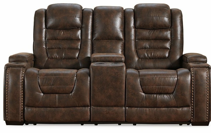 Living Room Ashley Furniture | Game Zone Power Reclining Loveseat With Console