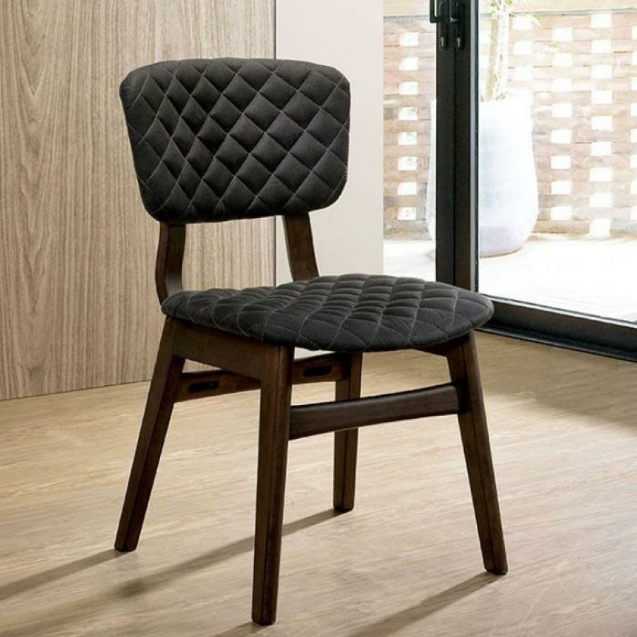 Dining Room FOA East | Shayna Black/Light Oak Side Chair W/ Fabric Back (2/Ctn)