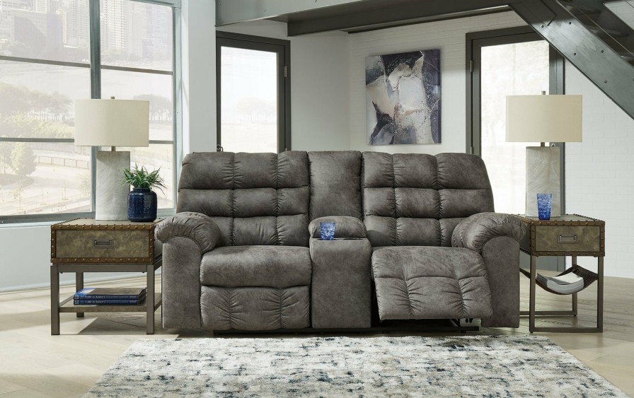 Living Room Ashley Furniture | Derwin Reclining Loveseat With Console