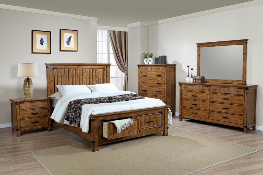 Bedroom Coaster Z2 Premium | G205260Ke S4 Brenner Rustic Honey Eastern King Four Piece Set