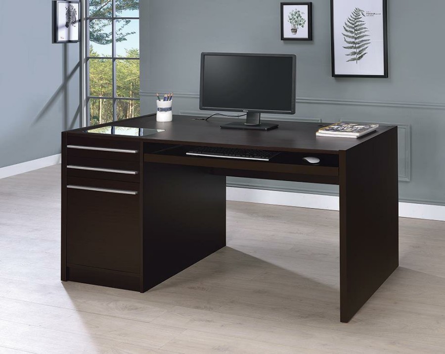 Home Office Coaster Z2 Premium | G800982 Contemporary Cappuccino Connect It Computer Desk