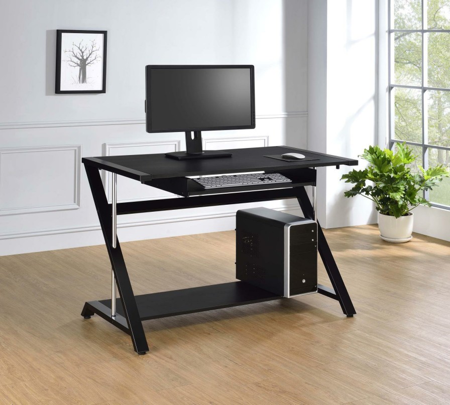 Home Office Coaster Z2 Premium | G800222 Contemporary Black Computer Desk