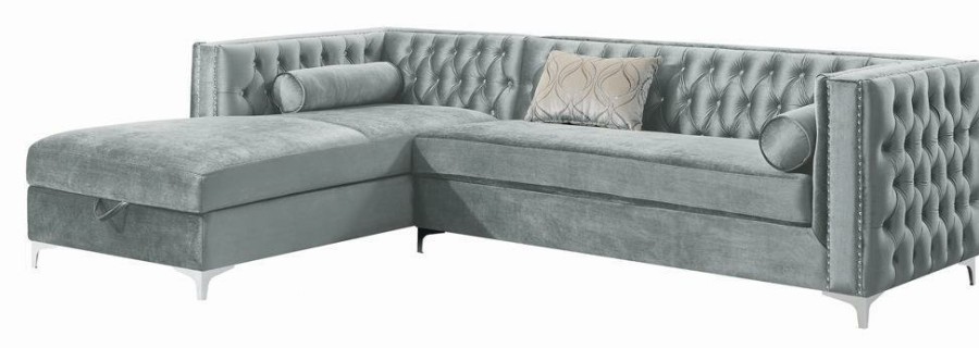 Living Room Coaster Z2 Premium | Bellaire Contemporary Silver And Chrome Sectional