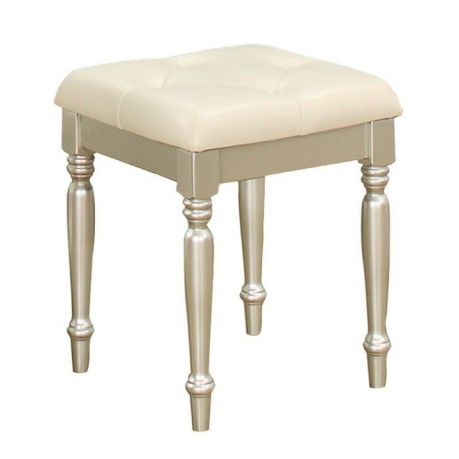 Bedroom Homelegance (Homerica East) | Homelegance Celandine Vanity Stool In Pearl/Silver 1928-14