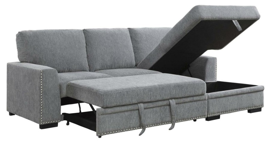 Living Room Homelegance (Homerica East) | Homelegance Furniture Morelia 2Pc Sectional With Pull Out Bed And Right Chaise In Dark Gray