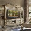 Entertainment ACME | Dresden Gold Patina & Bone Entertainment Center (Side Piers & Bridge)