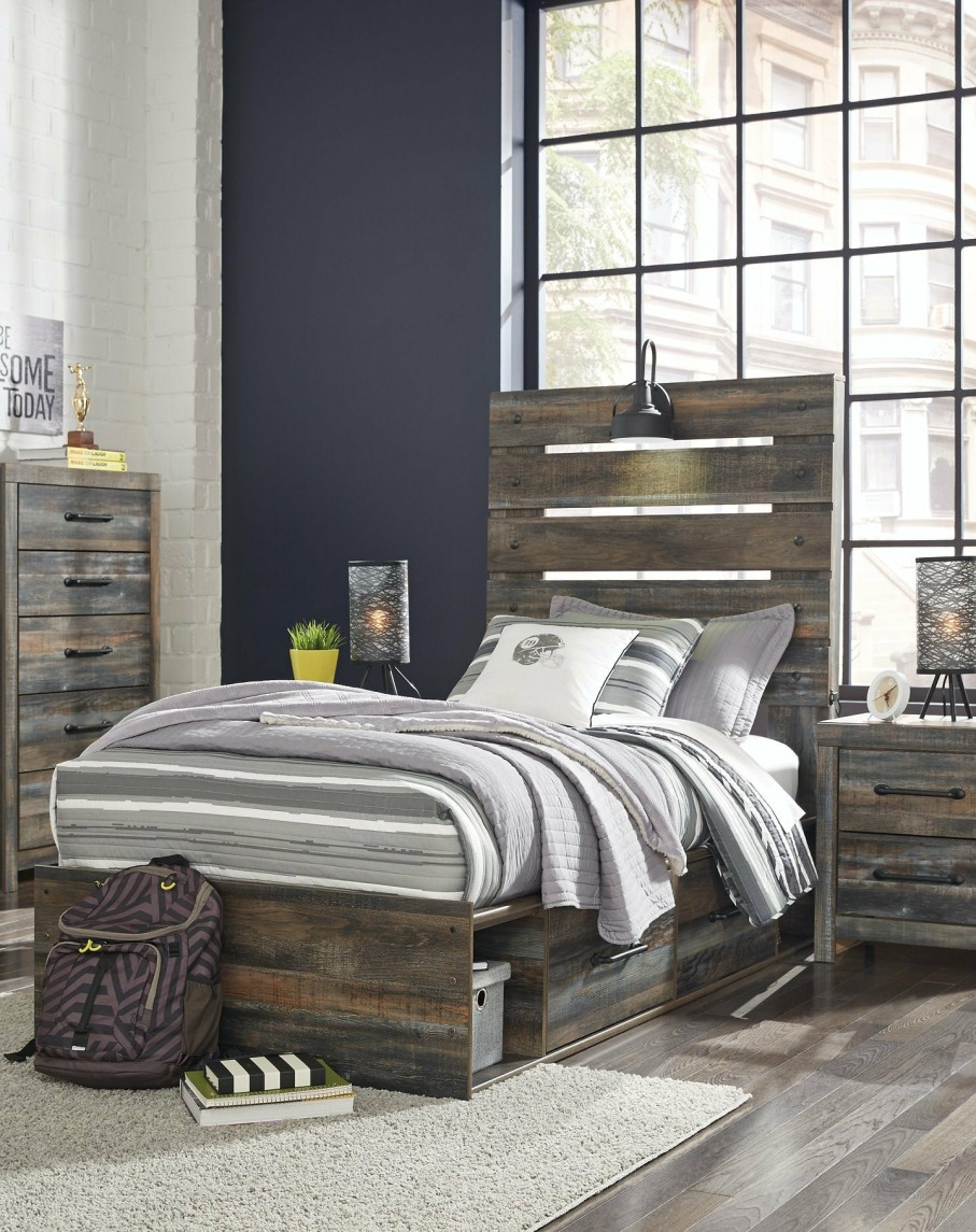 Bedroom Ashley Furniture | Drystan Bed With 2 Storage Drawers