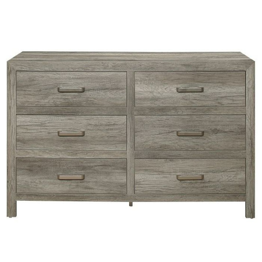 Bedroom Homelegance (Homerica East) | Homelegance Furniture Mandan 6 Drawer Dresser In Weathered Gray 1910Gy-5