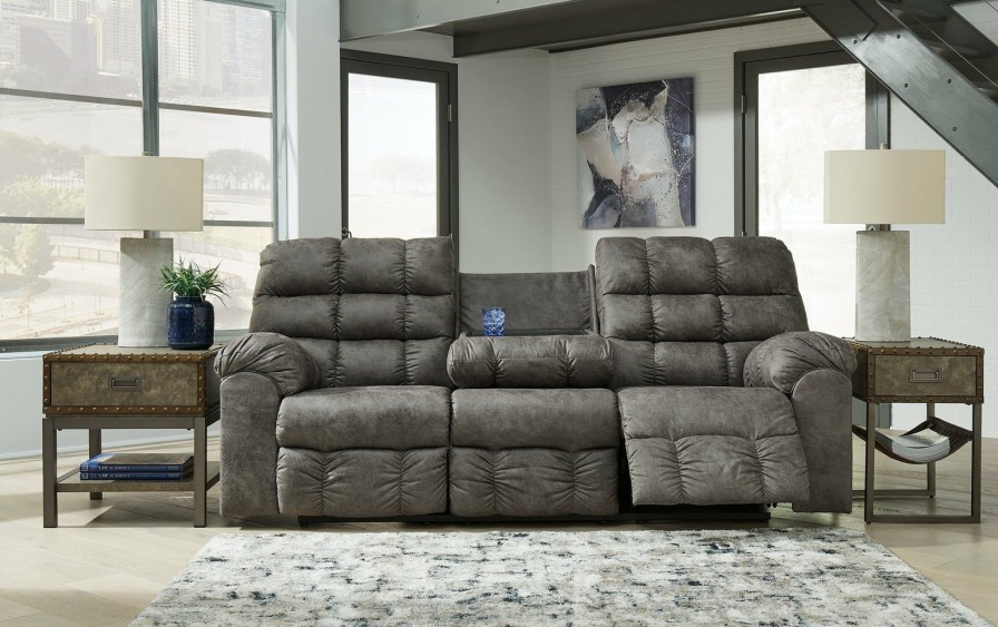 Living Room Ashley Furniture | Derwin Reclining Sofa With Drop Down Table