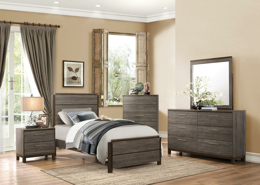 Bedroom Homelegance (Homerica East) | Homelegance Vestavia Twin Bed In Gray 1936T-1