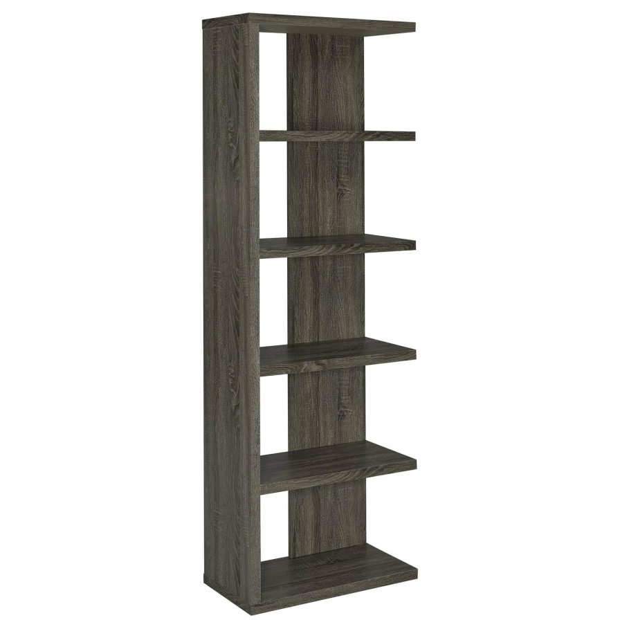 Home Office Coaster Z2 Premium | G800553 Contemporary Weathered Grey Five Shelf Bookcase