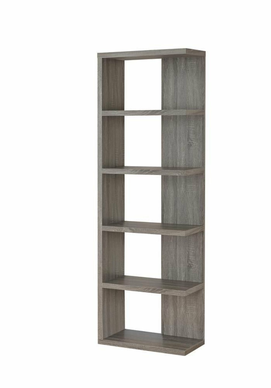 Home Office Coaster Z2 Premium | G800553 Contemporary Weathered Grey Five Shelf Bookcase