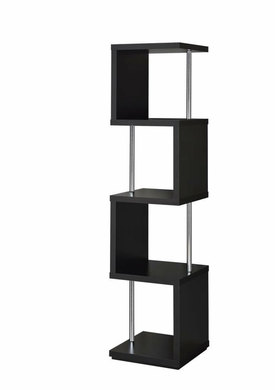 Home Office Coaster Z2 Premium | Modern Black Four Tier Bookcase