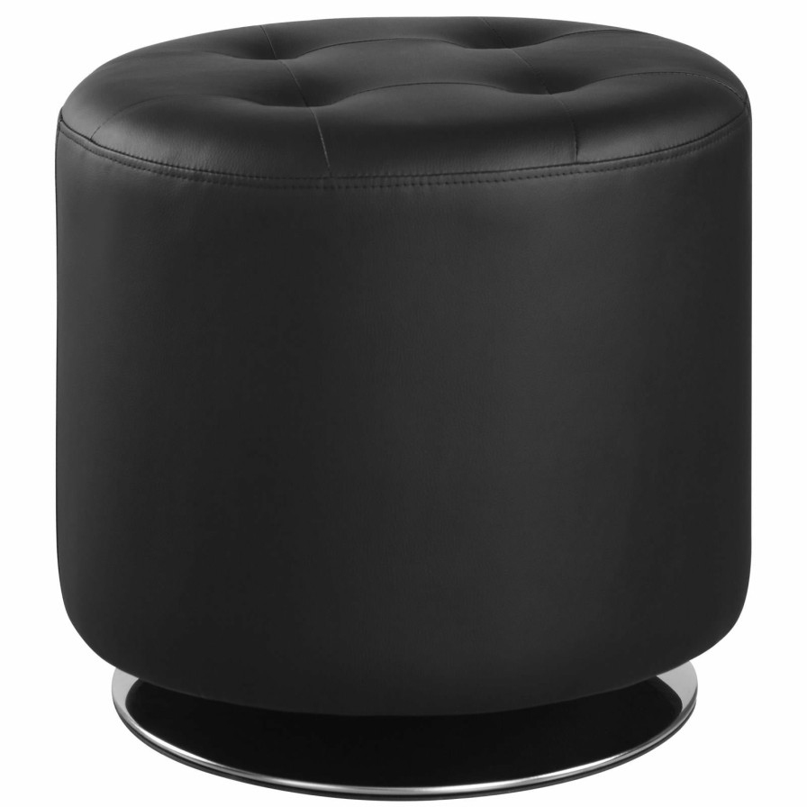 Living Room Coaster Z2 Premium | G500554 Contemporary Black Round Ottoman