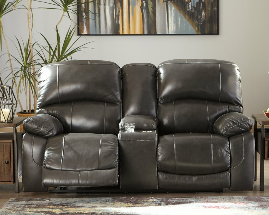 Living Room Ashley Furniture | Hallstrung Power Reclining Loveseat With Console