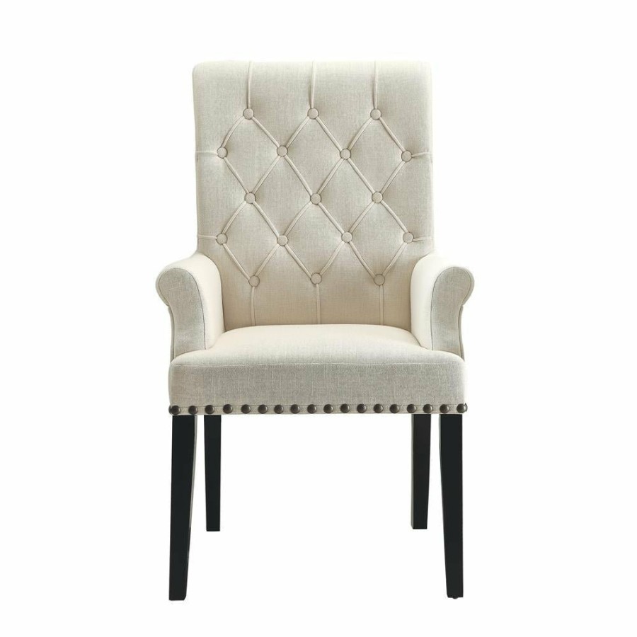 Dining Room Coaster Z2 Premium | Parkins Cream Upholstered Dining Arm Chair