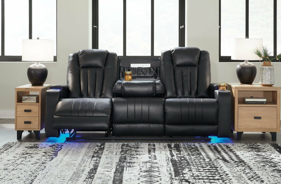 Living Room Ashley Furniture | Center Point Reclining Sofa With Drop Down Table