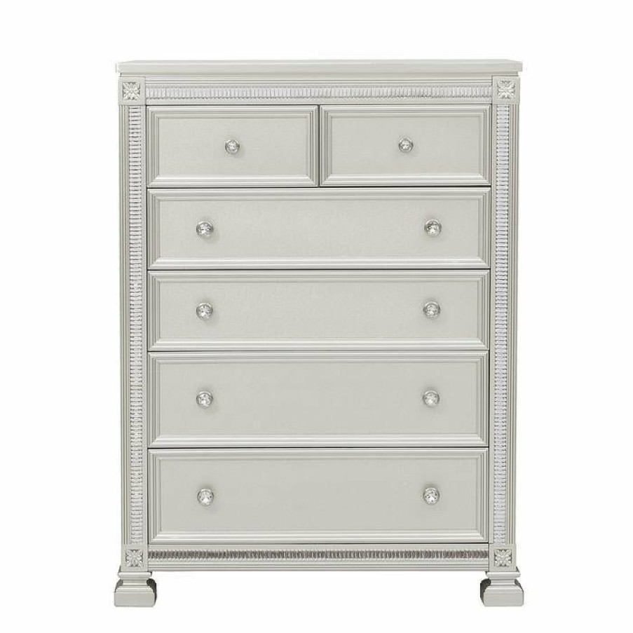 Bedroom Homelegance (Homerica East) | Homelegance Bevelle 5 Drawer Chest In Silver 1958-9