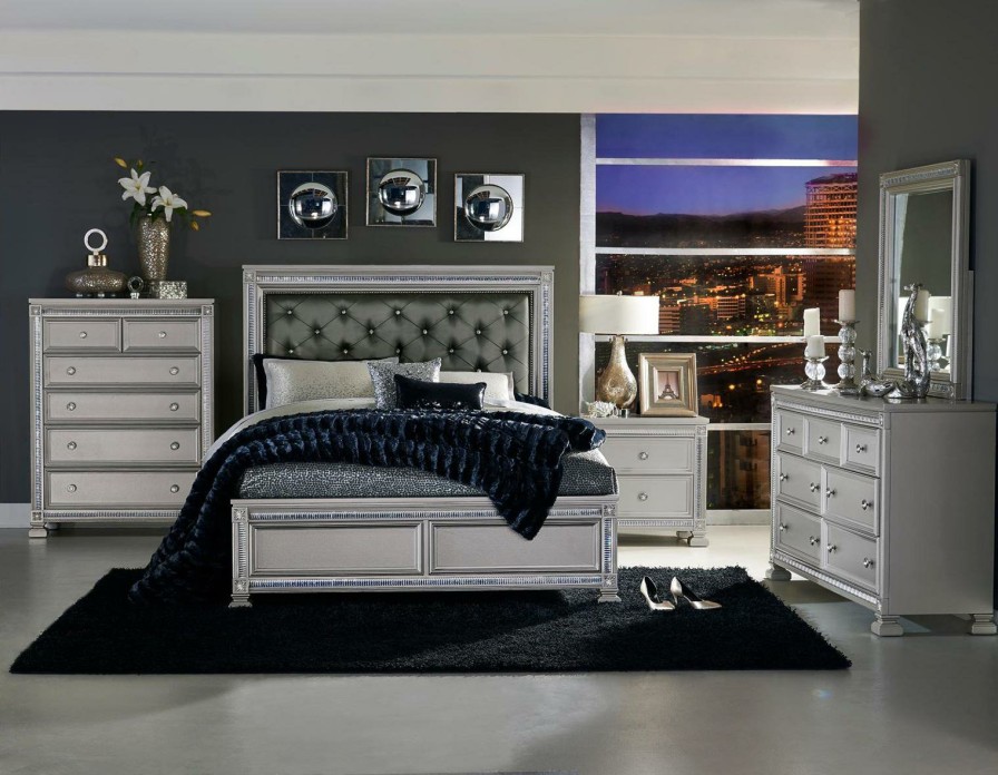 Bedroom Homelegance (Homerica East) | Homelegance Bevelle 5 Drawer Chest In Silver 1958-9