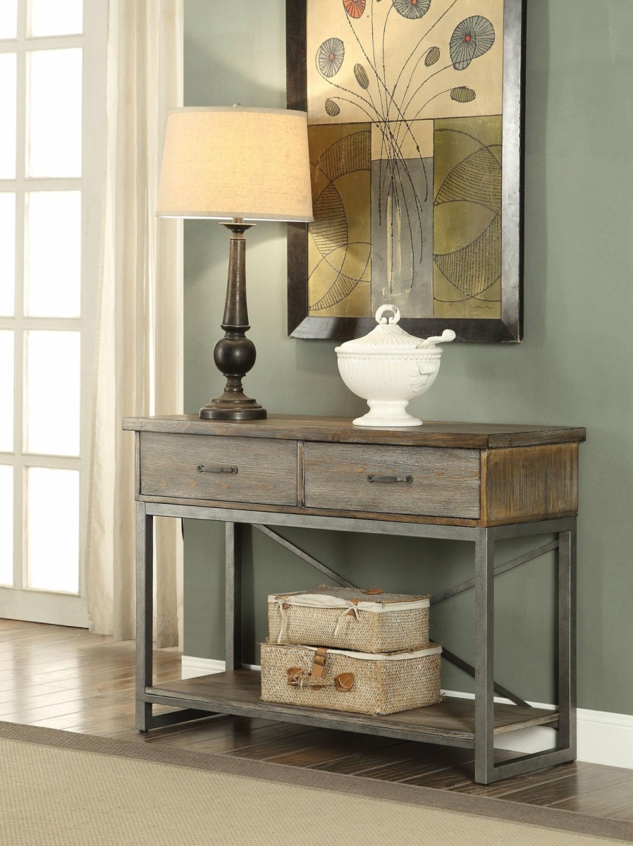 Dining Room ACME East | Lazarus Weathered Oak & Antique Silver Server