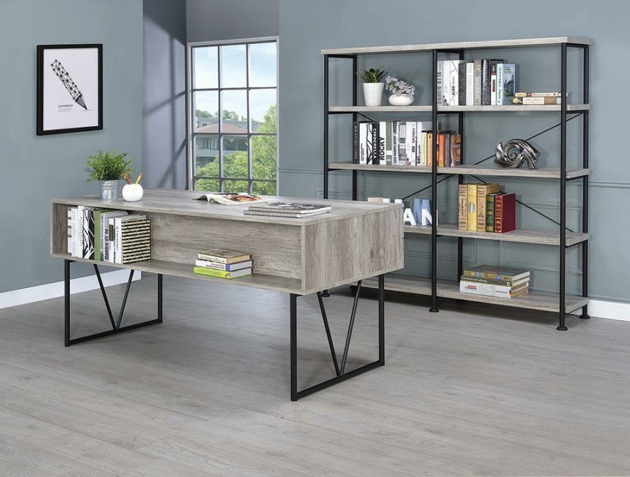 Home Office Coaster Z2 Premium | Guthrie Industrial Grey Driftwood Bookcase