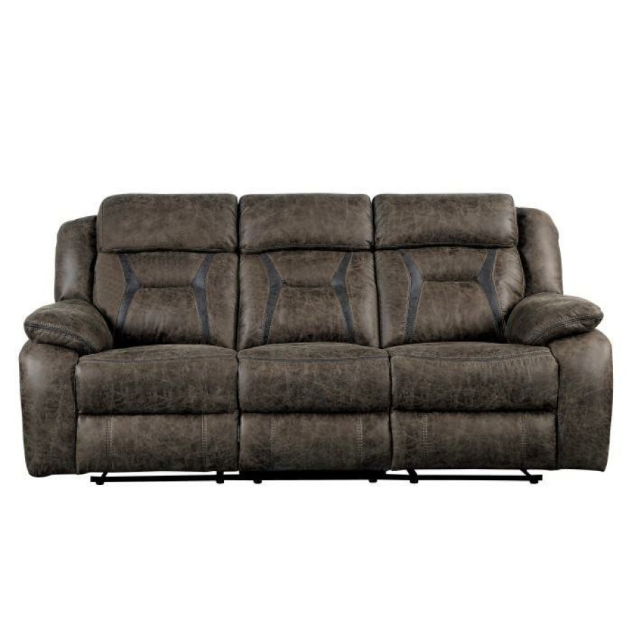 Living Room Homelegance (Homerica East) | Homelegance Furniture Madrona Double Reclining Sofa In Dark Brown 9989Db-3