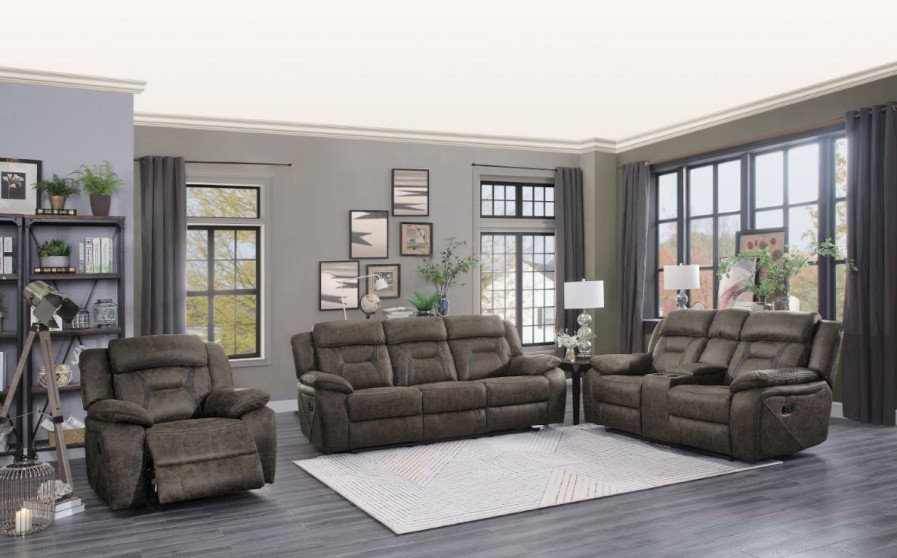 Living Room Homelegance (Homerica East) | Homelegance Furniture Madrona Double Reclining Sofa In Dark Brown 9989Db-3