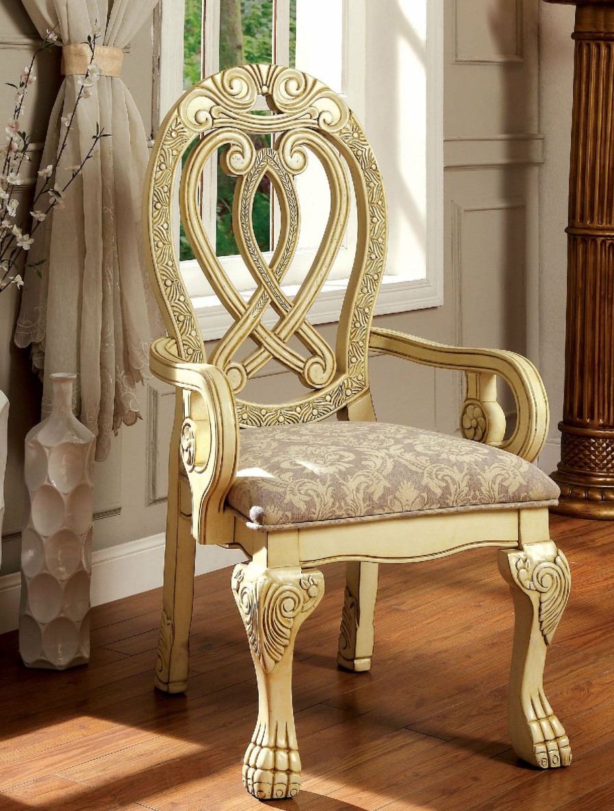 Dining Room FOA East | Wyndmere Vintage White Arm Chair (2/Ctn)