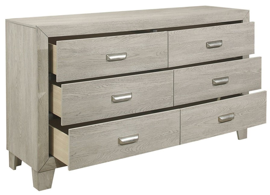 Bedroom Homelegance (Homerica East) | Homelegance Furniture Quinby 6 Drawer Dresser In Light Brown 1525-5