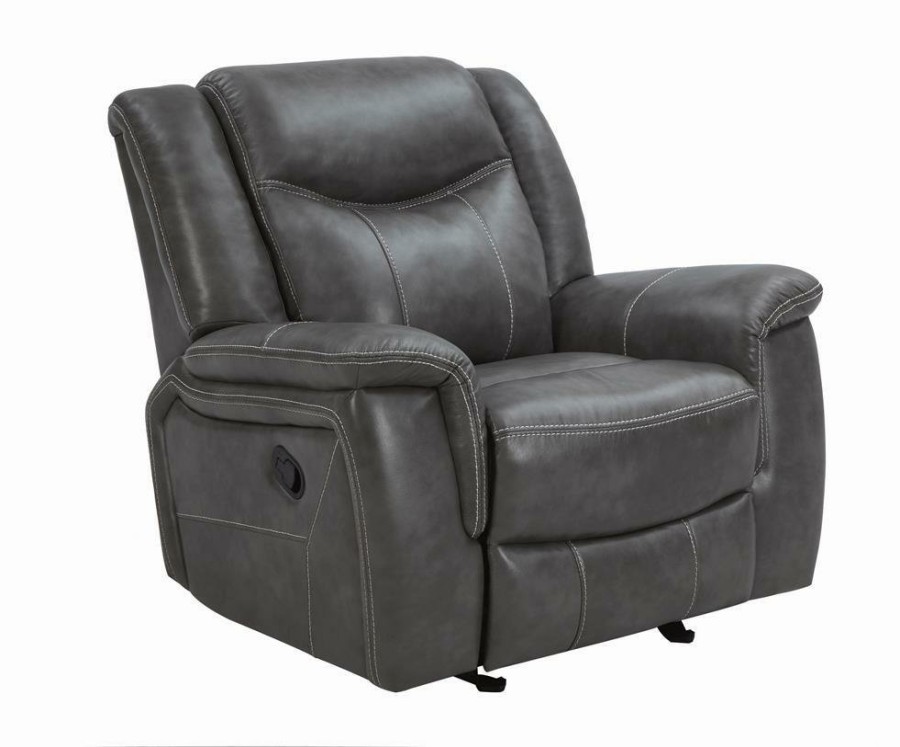 Living Room Coaster Z2 Premium | Conrad Transitional Grey Glider Recliner