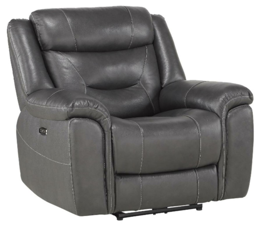 Living Room Homelegance (Homerica East) | Homelegance Furniture Danio Power Double Reclining Chair With Power Headrests In Dark Gray 9528Dgy-1Pwh