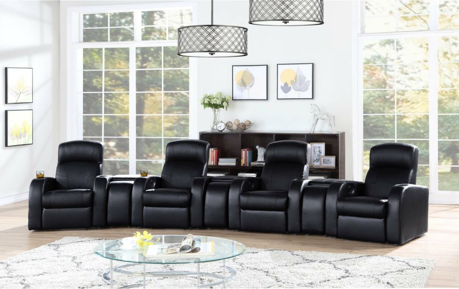 Living Room Coaster Z2 Premium | 600001 S4A 7 Pc 4 Seater Home Theater